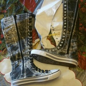 Tall Canvas Lace up Knee High Sneakers